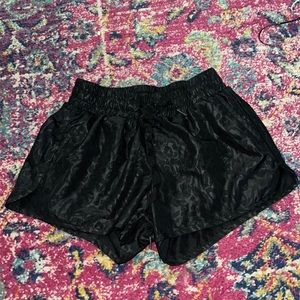 Zyia Black Shiny Leopard Print Shorts
